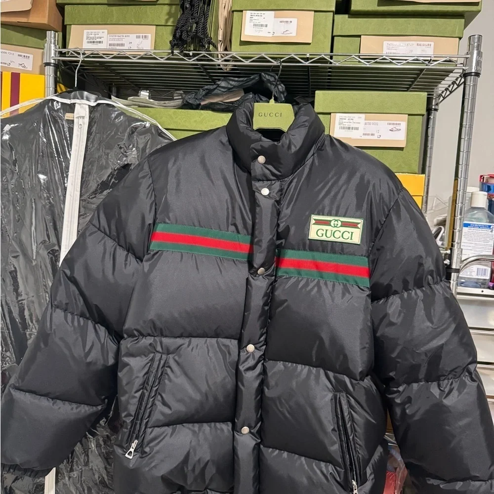Gucci Black Jacket with Green and Red Accents